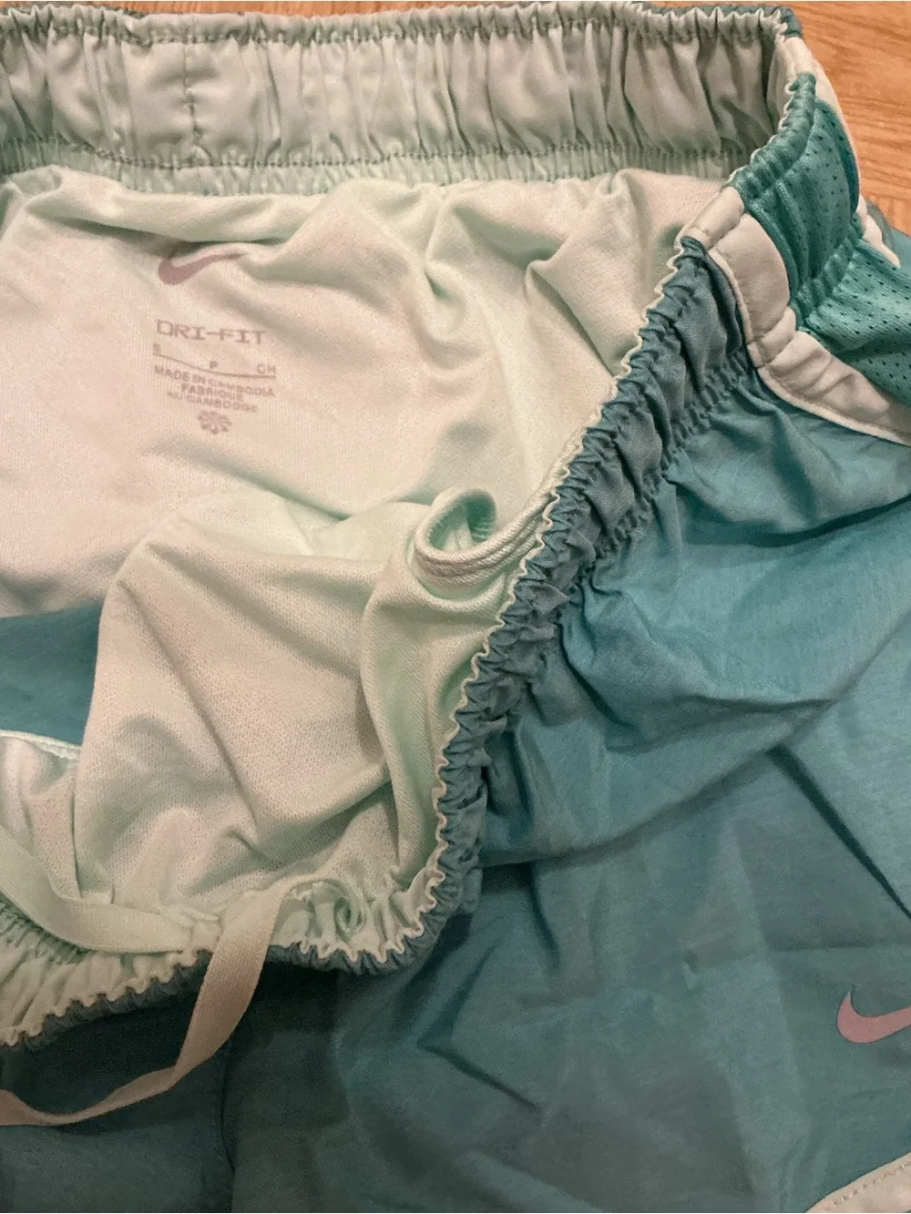 Nike Teal Gym Shorts with Light Mint Trim - Women